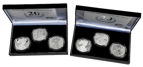 Two American Silver Eagle 20th Anniversary Sets