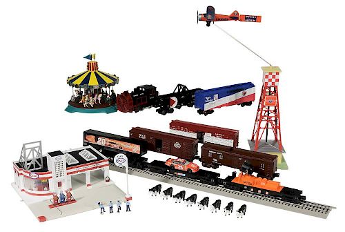Lionel Train with Buildings &#38; Cars,