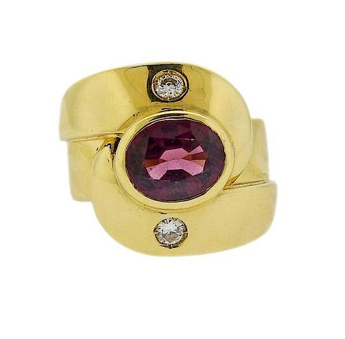 Manfredi 18K Gold Diamond Rhodolite Garnet Ring