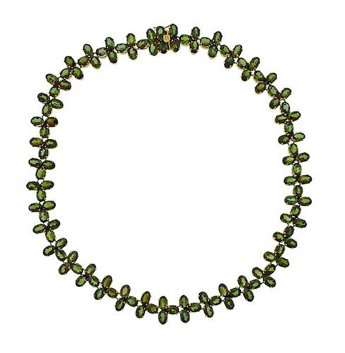 18K Gold Green Tourmaline Necklace