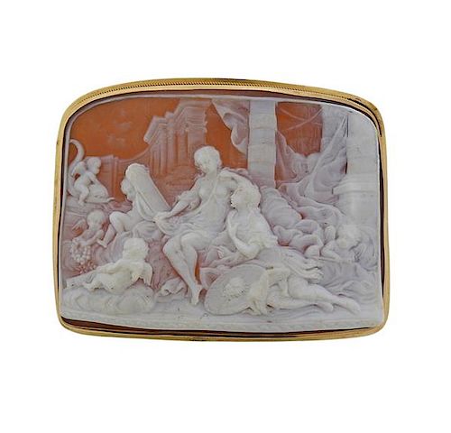 Large 14K Gold Shell Cameo Brooch