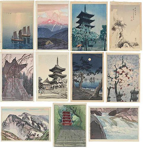11 Japanese Woodblock Prints, Hiroshi Yoshida