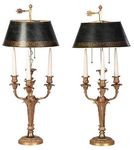 Pair of Louis XVI Style Gilt Bronze Candelabras