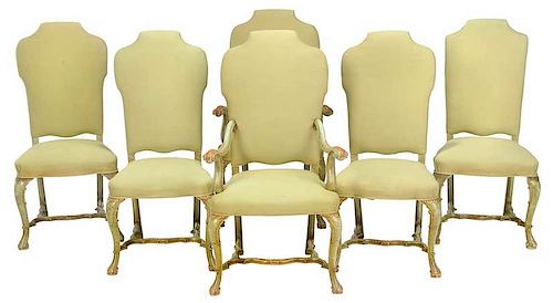 Set of Queen Anne Style Painted Dining Chairs
