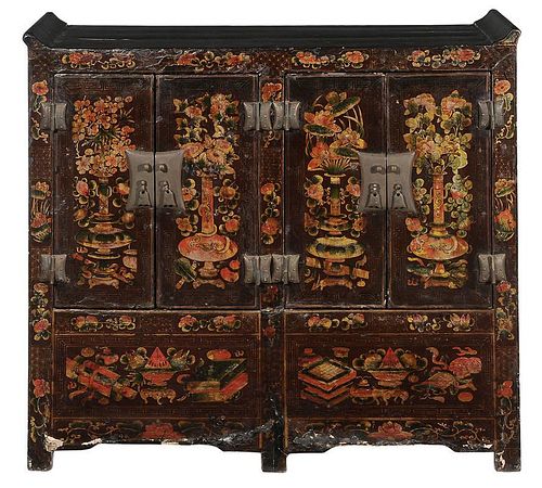 Antique Chinese Painted and Lacquered