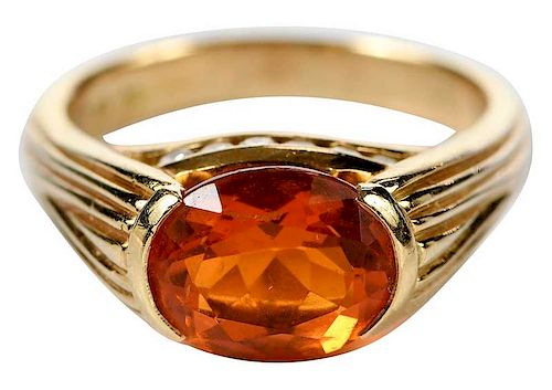 18kt. Fire Opal and Diamond Ring
