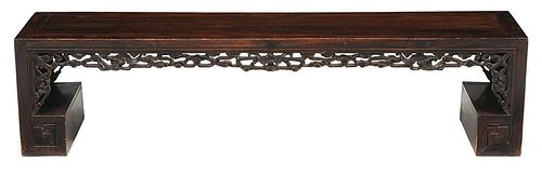 Antique Chinese Carved Hardwood Low