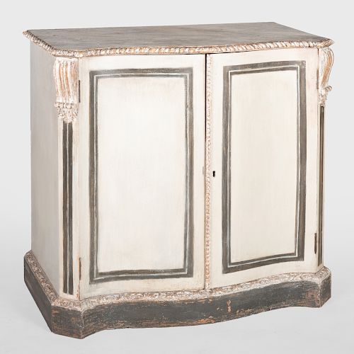 George III Style Painted Pine Serpentine Fronted Cabinet