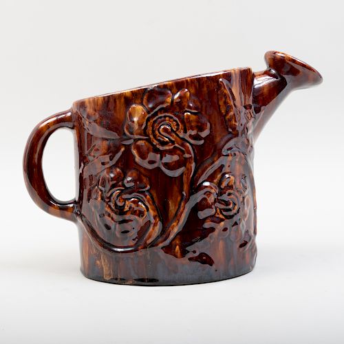 Treacle Glazed Pottery Model of a Watering Can, Probably American