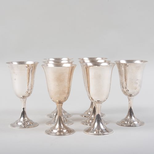 Set of Six American International Silver Goblets and a Similar Pair of Silver Goblets