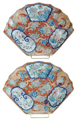 Pair of Japanese Fan-Shaped Dishes