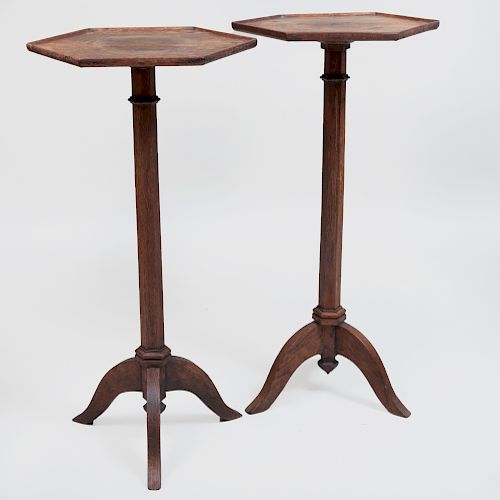 Pair of Continental Oak Candlestands