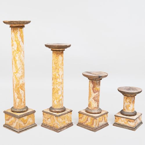 Group of Faux Marble Painted Pedestals