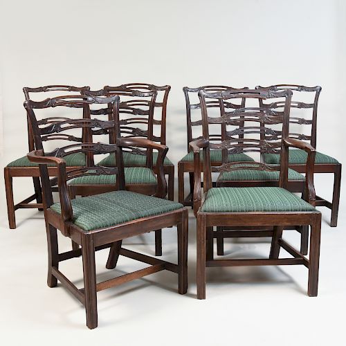 Set of Eight George III Mahogany Dining Chairs 