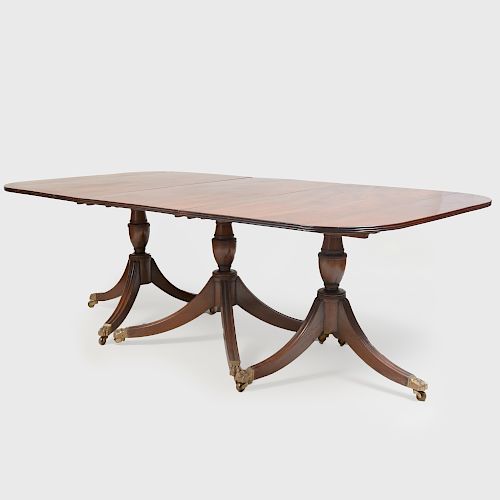 George III Style Mahogany Three Pedestal Dining Table