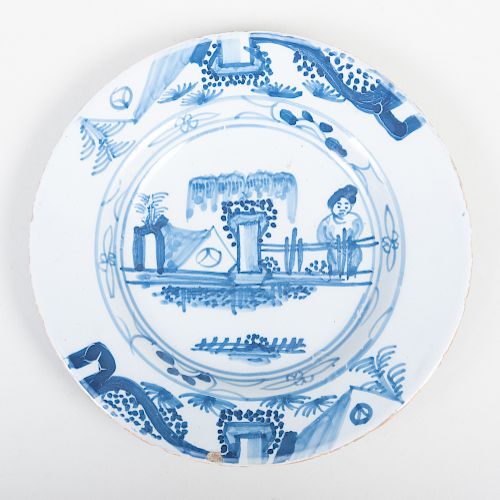 English Delftware Blue and White Small Plate