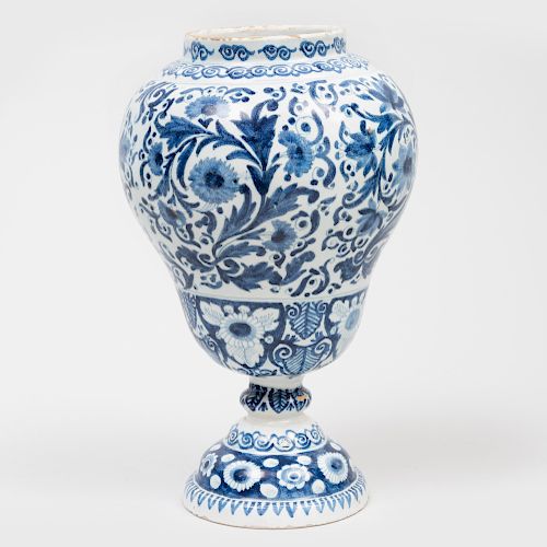 Dutch Delft Blue and White Pear Shaped Vase