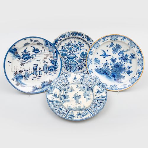 Three Dutch Delft Blue and White Dishes