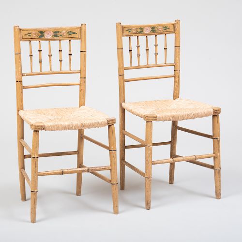 Pair of American Paint Decorated Side Chairs