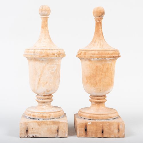 Pair of Carved Wood Finials