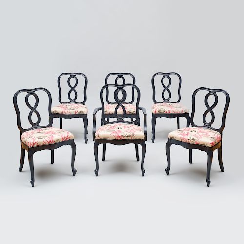 Set of Six French Style Lacquered Dining Chairs, of Recent Manufacture