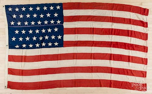 American Garrison flag, 1896-1908, with forty-five stars, accompanied by a handwritten note