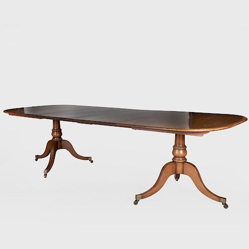 Regency Inlaid Mahogany Twin Pedestal Dining Table