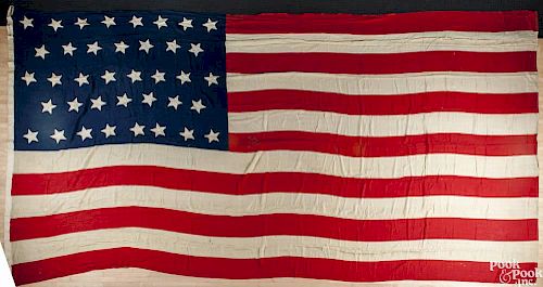 Very large Horstman Philadelphia American flag, 1877-1890, with thirty-eight stars, 155'' x 270''.