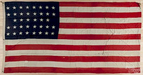 American flag, 1877-1890, with thirty-eight stars, stenciled on binding Patented April 26, 1870