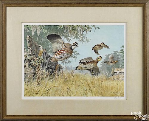 Ned Smith (American 20th c.), limited edition lithograph depicting quail, titled Dixie Prince