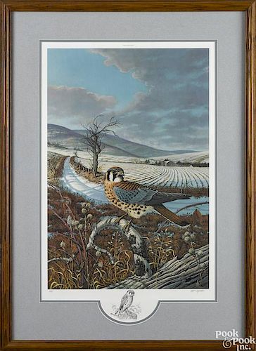 Bob Sopchick (American 20th c.), artist's proof lithograph, titled Country Lane Kestrel, signed