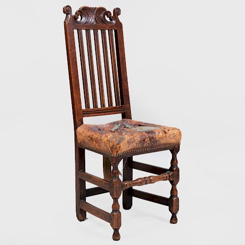 Continental Carved Oak Side Chair 