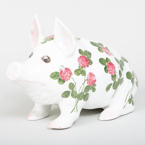 Large Wemyss Porcelain Pink Clover Pig