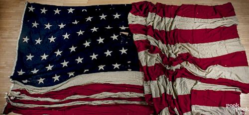 Massive American flag, 1896-1908, with forty-five stars, 230'' x 430''.