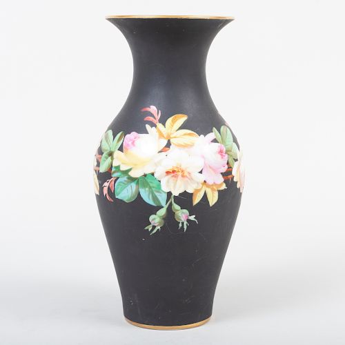 Paris Porcelain Black Ground Vase