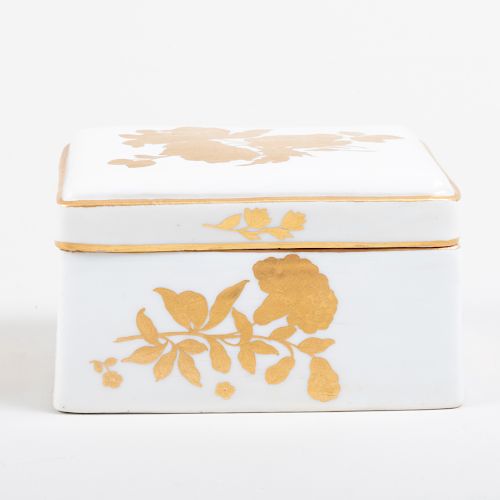 Meissen Gilt-Decorated Porcelain Rectangular Box and Cover