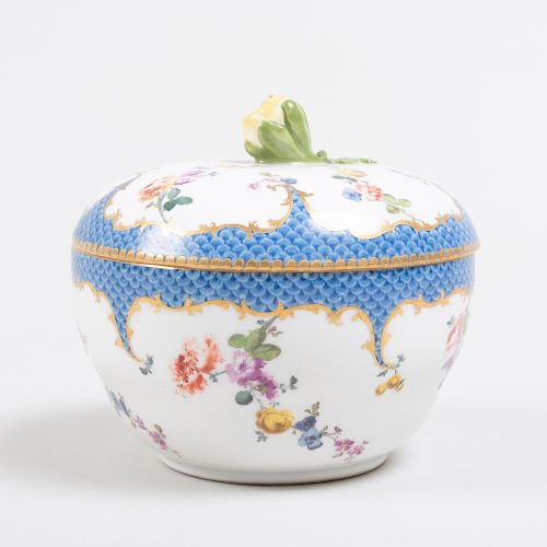 Meissen Blue Scale Ground Porcelain Sugar Bowl and Cover