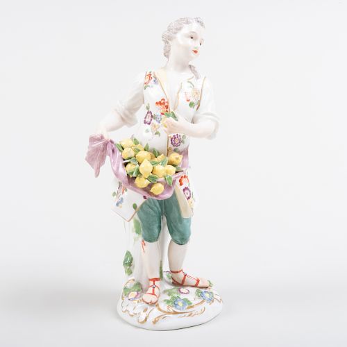 Continental Porcelain Figure of a Lemon Vendor, Probably Zurich