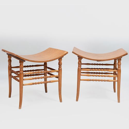 Pair of Arts and Crafts Style Bentwood Stools