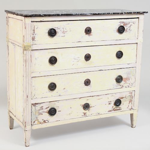 Continental Neoclassical White Painted Chest of Drawers