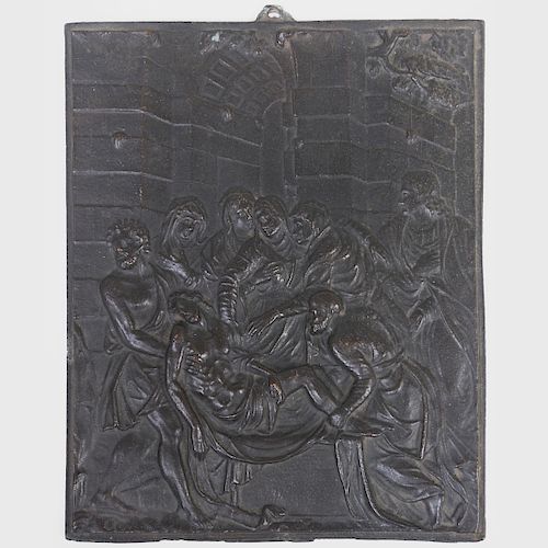Continental Bronze Plaque Depicting One of the Stations of the Cross