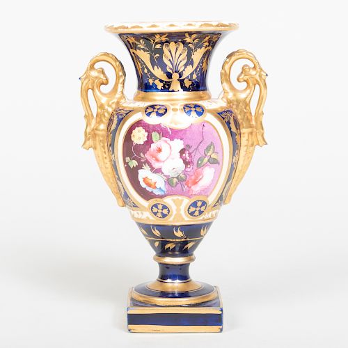 English Porcelain Cobalt Ground Vase