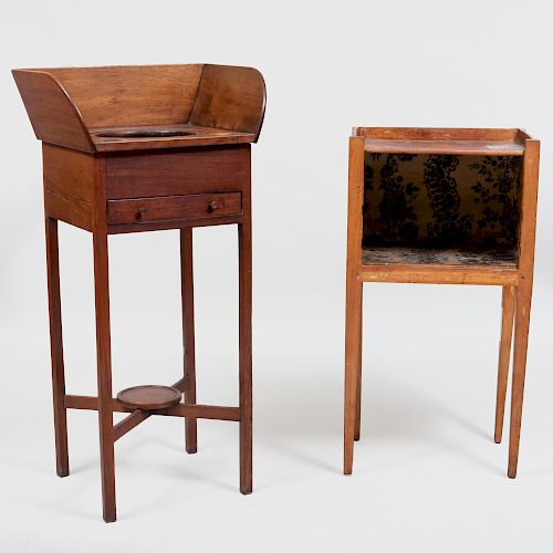 Irish Mahogany Wash Stand and a French Provincial Fruitwood Side Cabinet