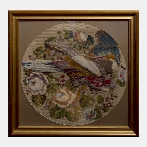 Victorian Woolwork Picture of a Parrot