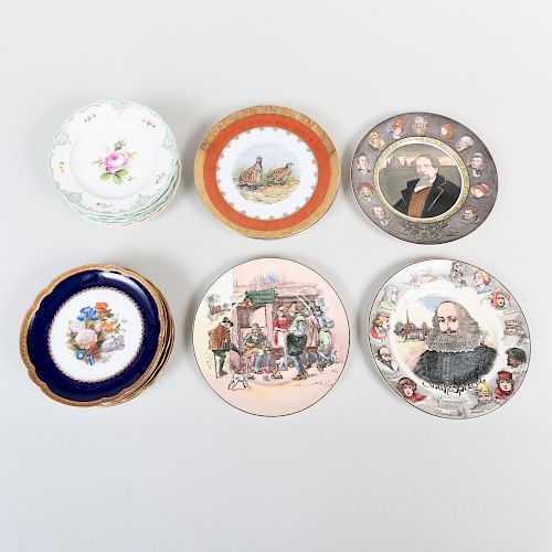 Six Meissen Porcelain Dessert Plates and a Group of Porcelain Wares