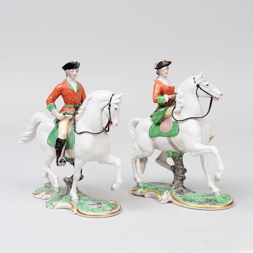 Pair of Nymphenburg Porcelain Equestrian Models