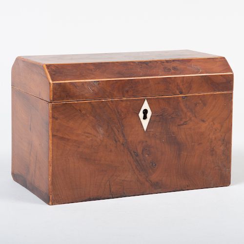 Regency Inlaid Yew Wood Tea Caddy, Now with Music Box Movement