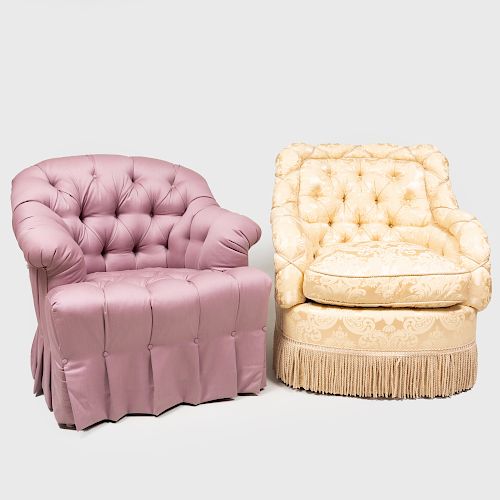 Two Modern Tufted Armchairs