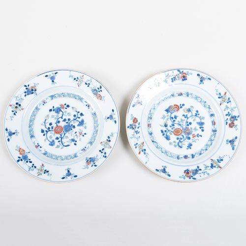 Pair of Chinese Export Porcelain Doucai 'Floral' Dishes