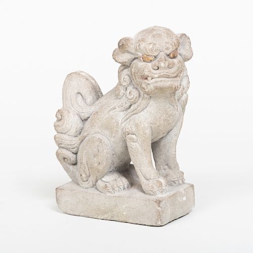 Chinese Carved Stone Figure of a Buddhistic Lion